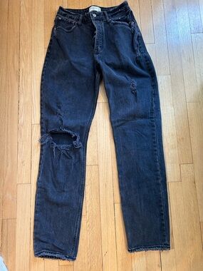 Abercrombie & Fitch Women’s The Dad High Rise Curvy Black Jeans